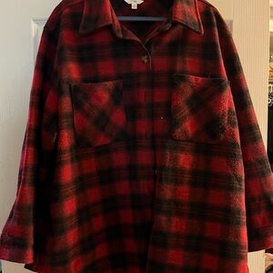 Terra & Sky Red and Black Plaid Utility Jacket